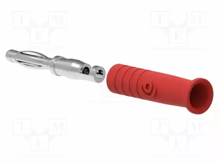 LABORATORY CONNECTOR: 2MM BANANA - PLUG - 10A - 30VAC - 60VDC - PUNAINEN - Banaaniliittimet 2mm - PJP211-R - 2