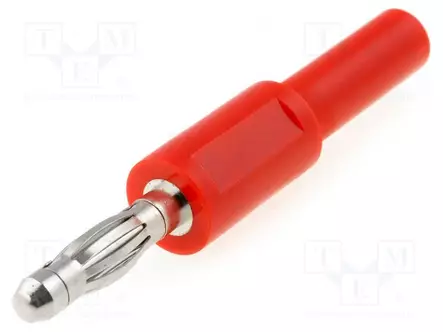 LABORATORY CONNECTOR: 4MM BANANA - PLUG - 10A - 30VAC - 60VDC - PUNAINEN - Banaaniliittimet 4mm - PJPADA1057-R - 1