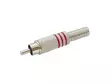 RCA PLUG MALE RED, NICKEL, SPRING CABLE GUIDE Ø6mm - Plugit ja jakit - CA063R - 1