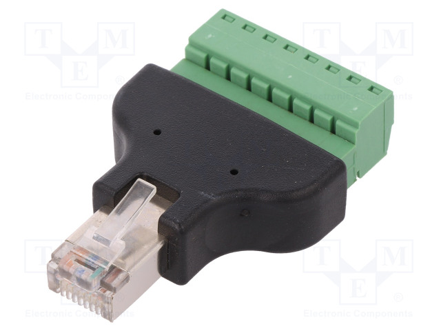 ADAPTERI - PIN: 8 - RIVILIITIN,RJ45-PISTOKE - RUUVI TERMINAALI - RJ liittimet - RJ45-M-TBR - 1