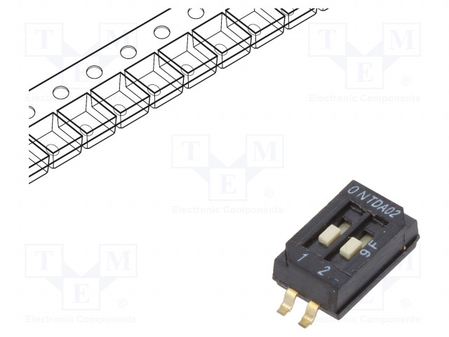 DIP-KYTKIN - NAPOJEN MÄÄRÄ: 2 - OFF-ON - 0,025A/24VDC - AS: 2 - DIP kytkimet - TDA02H0SB1R - 1