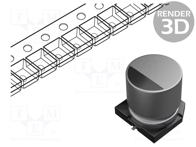 ELEKTROLYYTTIKONDENSAATTORI - SMD - 2,2UF - 50VDC - Elektrolyyttikondensaattorit - vaaka - EEEHB1H2R2R - 1