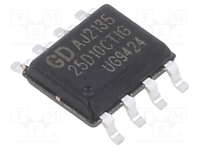 IC: FLASH MUISTI - 1MBFLASH - DUAL I/O,SPI - 100MHZ - 2,7÷3,6V - SOP8 - FLASH sarjaliitet. muistit - mikropiirit - GD25D10CTIGR - 1