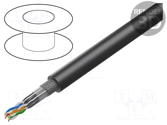 JOHTO - S/FTP - 4X2X0,14MM2 - 7 - LANKA - 0,14MM2 - OFC - PUR - MUSTA - ATK-kaapelit - TAS-C726PUR - 1