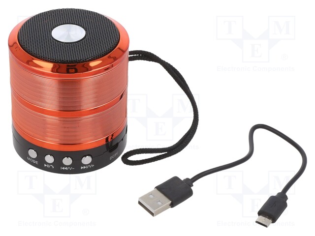 KAIUTIN - PUNAINEN - MICROSD,USB B MICRO - 100HZ÷20KHZ 400MAH - Tietokoneen oheislaitteet - SPK-BT-08-R - 1