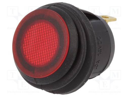 KEINUKYTKIN - SPST - AS: 2 - ON-OFF - 20A/14VDC - PUNAINEN - IP65 - LED - 14VOHM - Keinukytkimet - R13-112B8-02-BBR - 1