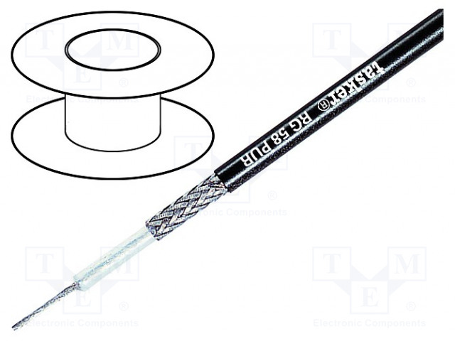 KOAKSIAALIKAAPELI - RG58 - OFC - PUR - MUSTA ØJOH: 5MM - Koaksiaalikaapelit - TAS-RG58PUR - 1