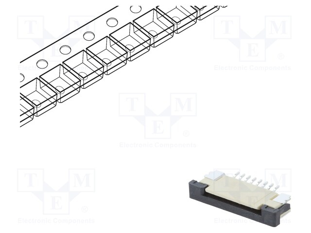 LIITIN: FFC/FPC - SMT - PIN: 8 - LIITOKSET: KUPARI - TINATTU - 1MM - ZIF - FFC/FPC liittimet rasteri 1,00mm - DS1020-07-8VBT1A-R - 1