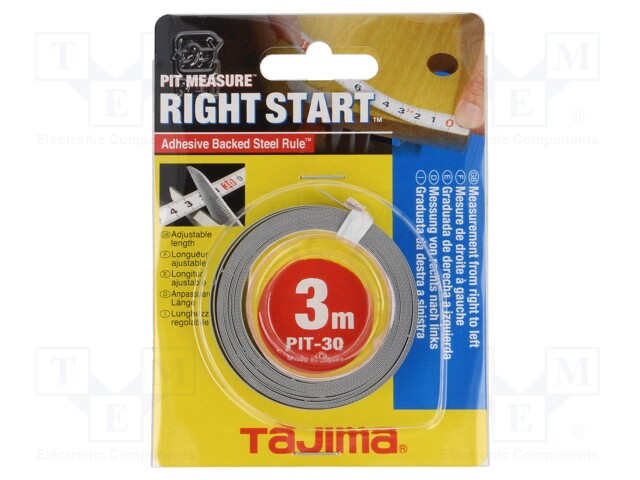 MITTA - PIT: 3M - LEV: 13MM - JOUSTAVAT,TARTTUVA - Vatupassit, vesivaa'at ja mitat - TJ-PIT30R - 1