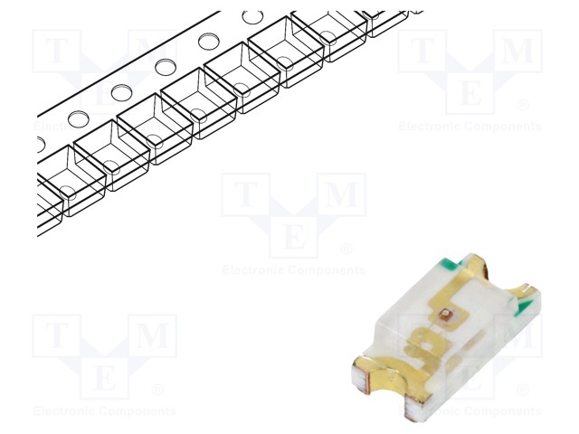 LED - VIHREÄ - SMD - 1206 - 13MCD - 2VDC - 3,2X1,5X1MM - 130° - 20MA - 60MW - Pintaliitos LED - SML-LX1206GC-TR - 1