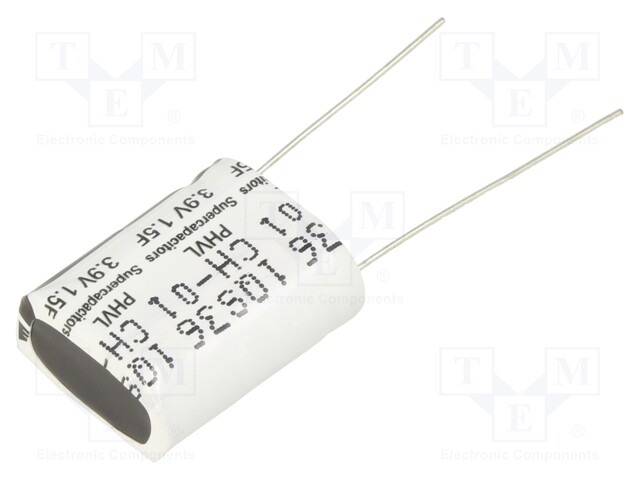 SUPERKONDENSAATTORI - THT - 1,5F - 3,9VDC - -10÷30% - 9X17,3X22MM - 2UA - Superkondensaattorit - PHVL-3R9V155-R - 1