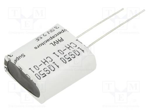 SUPERKONDENSAATTORI - THT - 2,5F - 3,9VDC - -10÷30% - 11X21,3X23MM - Superkondensaattorit - PHVL-3R9V255-R - 1