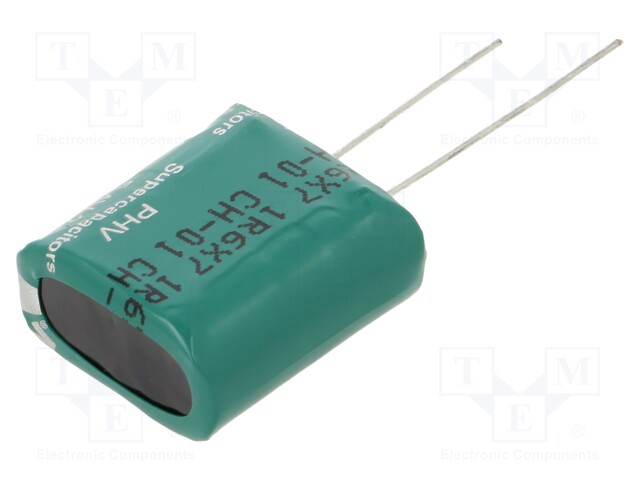 SUPERKONDENSAATTORI - THT - 2,5F - 5,4VDC - -10÷30% - 10,5X20,8X22,5MM - Superkondensaattorit - PHV-5R4V255-R - 1