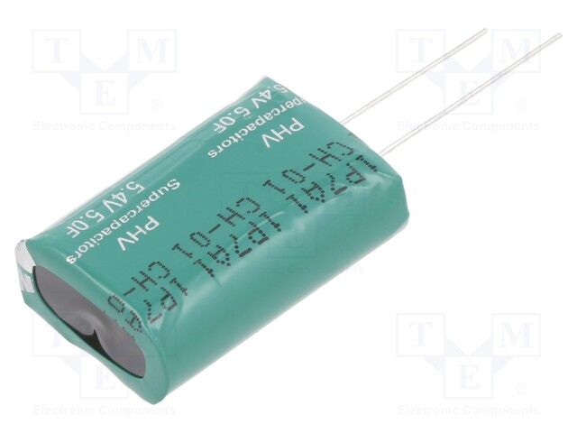 SUPERKONDENSAATTORI - THT - 5F - 5,4VDC - -10÷30% - 10,5X20,8X32MM - Superkondensaattorit - PHV-5R4V505-R - 1