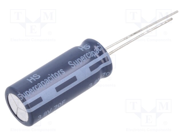SUPERKONDENSAATTORI - THT - 70F - 2,2÷3,8VDC - ±20% - Ø10,5X27MMOHM - Superkondensaattorit - HS1025-3R8706-R - 1