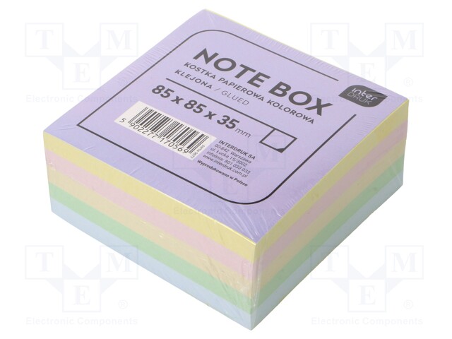 YHTEENLIIMATUT PAPERILAPUT - 85X85X35MM - ERI VÄREJÄ - Paperitarvikkeet - INTERDRUK-COLOUR - 1