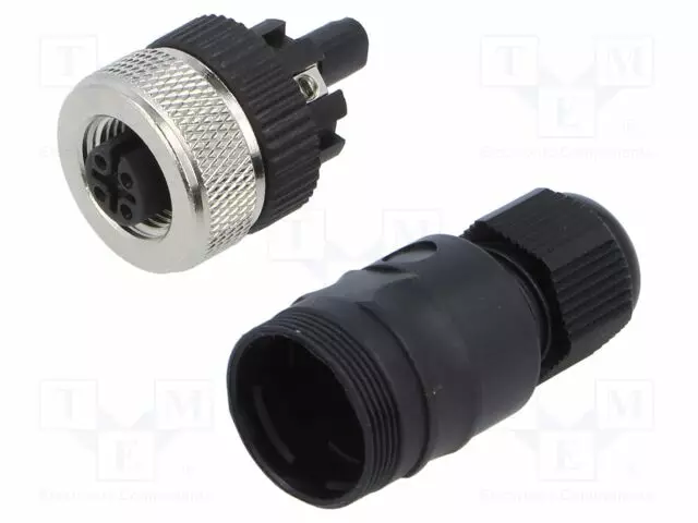 LIITIN: M12 - PISTOKE - NAARAS - 4A - 30V - PIN: 5 - IP67 - SUORA - JOHTOON - Erikoisliittimet - 1240-05-T7CR - 1