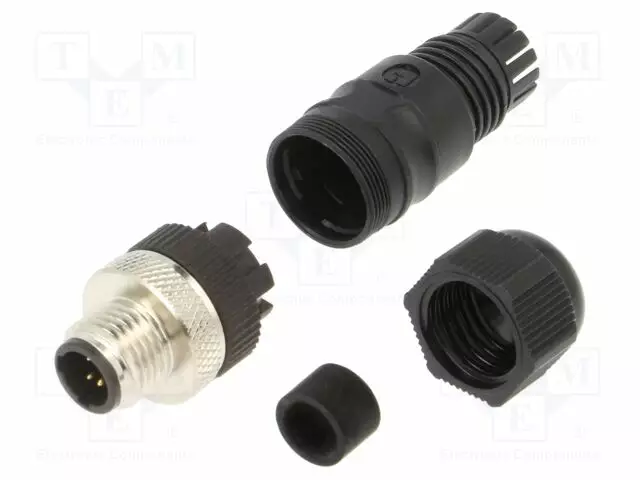 LIITIN: M12 - PISTOKE - PIN: 3 - UROS - 125V - SUORA - IP67 - JOHTOON - 4A - M12 liittimet - 1250-F3-03-C-T9CR - 1