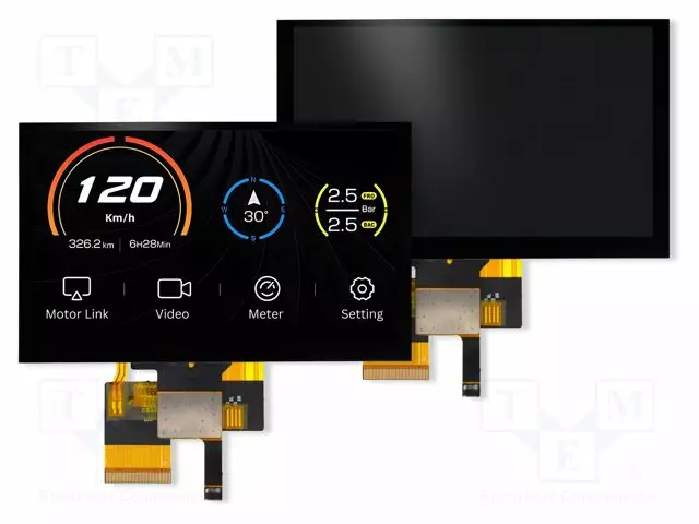 TFT NÄYTTÖ - 5" - 800X480 - VALAISTUS: LED - 140,7X93,83MM - RGB - PYÖREÄ - TFT-näytöt - 4DLCD-50-CT-R - 1