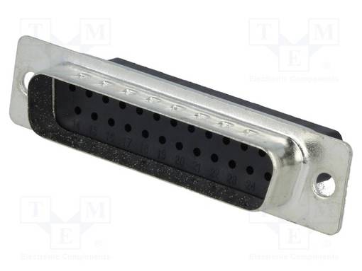 D-SUB LIITIN - PIN: 25 - PISTOKE - UROS - JOHTOON - SUORA - PURISTUS - D liittimet - DB25-PR - 1