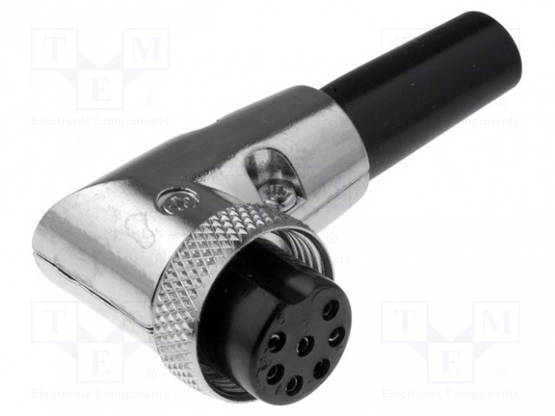 LIITIN: MIKROFONI - PISTOKE - NAARAS - PIN: 7 - JOHTOON - 90° KULMA - Moninapaliittimet ja mikrofoniliittimet - FC684227R - 1