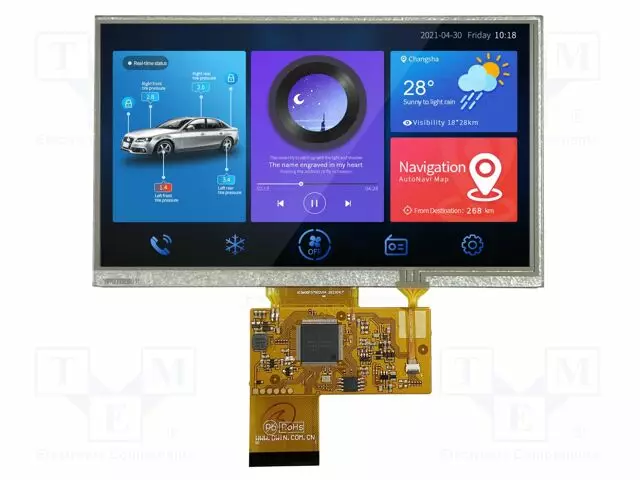TFT NÄYTTÖ - 7" - 1024X600 - VALAISTUS: LED - 16MBFLASH - RGB - 200CD/M2 - Älykkäät näytöt - DMG10600F070-02WTR - 1