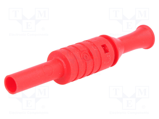LABORATORY CONNECTOR: 4MM BANANA - SOCKET - 1KV - 36A - PUNAINEN - SCREW - Banaanijatkoliittimet - PJP1063-R - 1