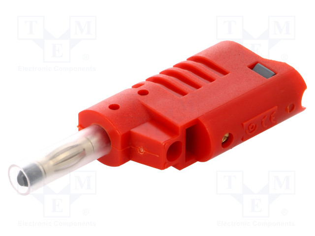 LABORATORY CONNECTOR: 4MM BANANA - PLUG - 36A - 30VAC - 60VDC - PUNAINEN - Banaaniliittimet 4mm - PJP1086-R - 1