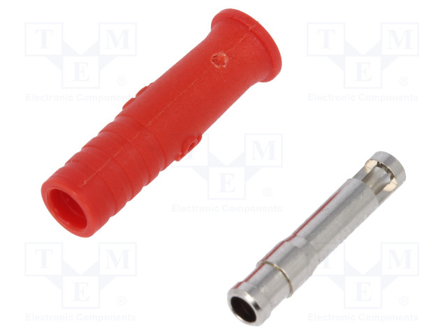 LABORATORY CONNECTOR: 2MM BANANA - SOCKET - 10A - 30VAC - 60VDC - PUNAINEN - Banaanijatkoliittimet - PJP209-R - 1