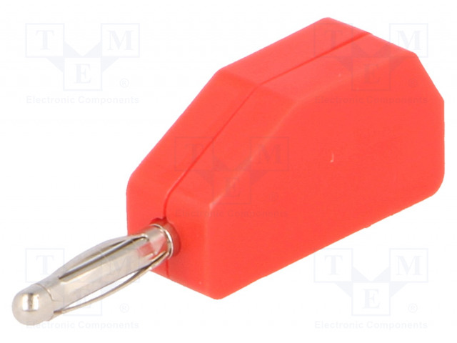 LABORATORY CONNECTOR: 2MM BANANA - PLUG - 10A - 33VAC - 70VDC - PUNAINEN - Banaaniliittimet 2mm - PJP215-R - 1