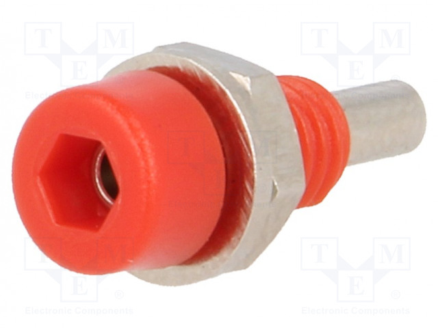 LABORATORY CONNECTOR: 2MM BANANA - SOCKET - 10A - 60VDC - PUNAINEN - 5MOHM - Banaanijatkoliittimet - PJP224-M5-I-R - 1