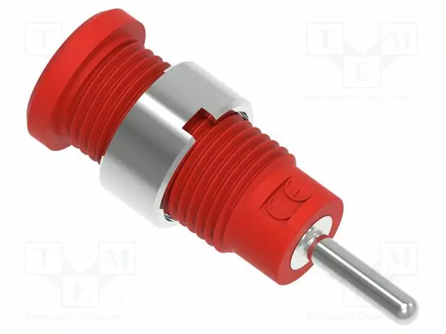 LABORATORY CONNECTOR: 2MM BANANA - SOCKET - PUNAINEN - PLUG PIN 2MMX9MM - Banaanijatkoliittimet - PJP228-1-C-R - 1