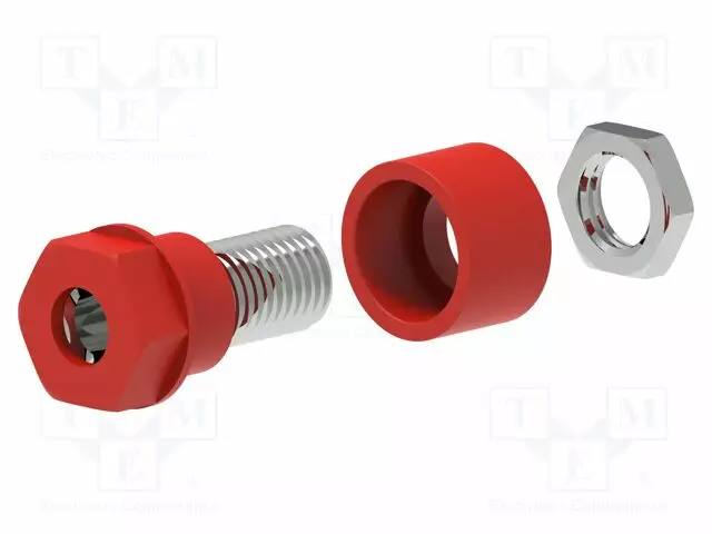 LABORATORY CONNECTOR: 4MM BANANA - SOCKET - 30VAC - 60VDC - 36A - PUNAINEN - Banaanijatkoliittimet - PJP3240-C-R - 1