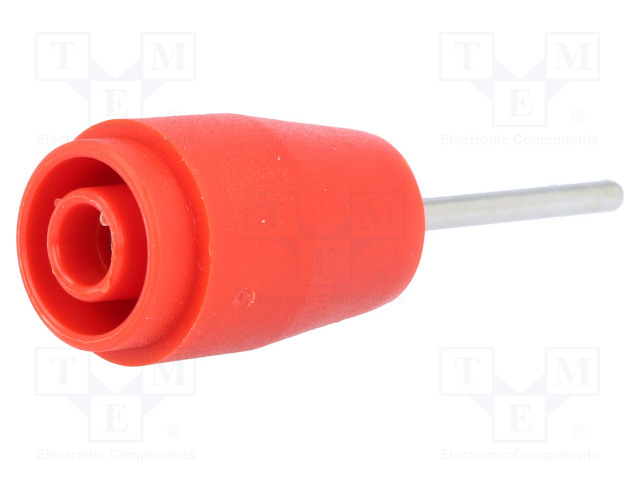 LABORATORY CONNECTOR: 4MM BANANA - SOCKET - 1KV - 25A - PUNAINEN - INSULATED - Banaanijatkoliittimet - PJP3253PCB-R - 1