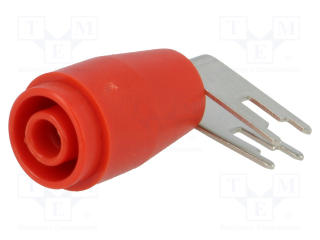 LABORATORY CONNECTOR: 4MM BANANA - SOCKET - 1KV - 25A - PUNAINEN - INSULATED - Banaanijatkoliittimet - PJP3263PCB-R - 1
