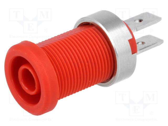 LABORATORY CONNECTOR: 4MM BANANA - SOCKET - 1KV - 25A - PUNAINEN - INSULATED - Banaanijatkoliittimet - PJP3264-I-R - 1