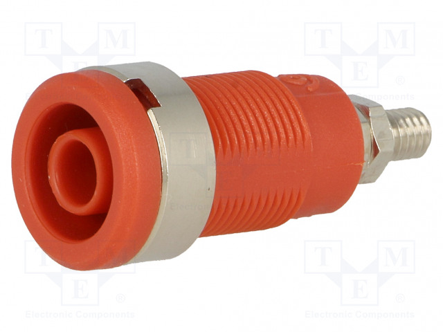 LABORATORY CONNECTOR: 4MM BANANA - SOCKET - 1KV - 36A - PUNAINEN - INSULATED - Banaanijatkoliittimet - PJP3265-I-R - 1