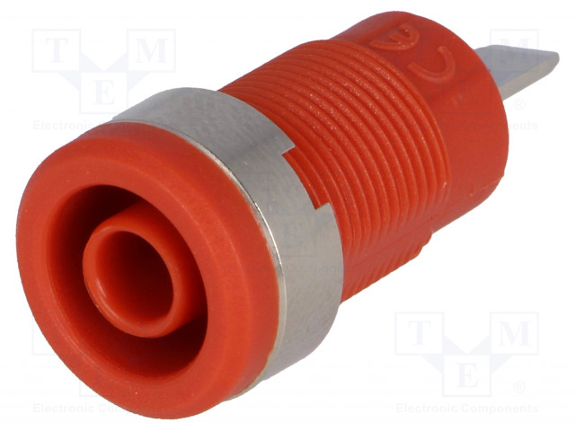 LABORATORY CONNECTOR: 4MM BANANA - SOCKET - 1KV - 36A - PUNAINEN - INSULATED - Banaanijatkoliittimet - PJP3274-I-R - 1