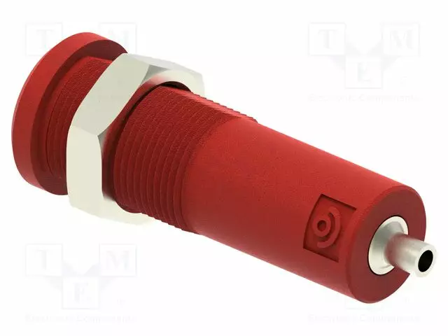 LABORATORY CONNECTOR: 4MM BANANA - SOCKET - 10A - PUNAINEN - INSULATED - Banaanijatkoliittimet - PJP5270-HT-C-R - 1