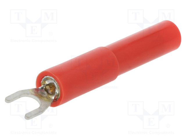 LABORATORY CONNECTOR: FORK TERMINALS - PLUG - 60VDC - 36A - PUNAINEN - 4.5MM - Haarukkaliittimet - PJPADA3032-R - 1