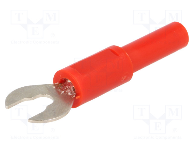 LABORATORY CONNECTOR: FORK TERMINALS - 60VDC - 36A - PUNAINEN - ØMAX: 6.3MM - Haarukkaliittimet - PJPADA3034-R - 1