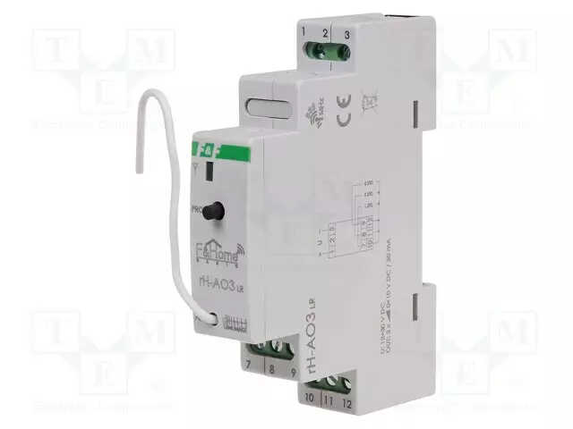 LÄHETIN - 12÷30VDC - DIN-KISKOLLE - F&HOME - IP20 - 868MHZ - Valvontareleet - RH-AO3-LR - 1