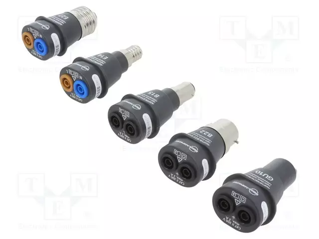 ADAPTERI - ADAPTERI X5,KOTELO - 4MM - VARSI: B15,B22,E14,E27,GU10 - Mittareiden lisävarusteet ja tarvikkeet - ADPTR-KIT1-EUR - 1