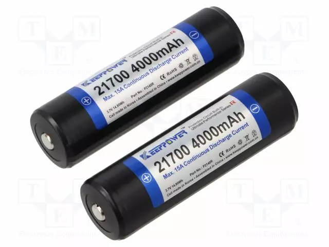 AKKU: LI-ION - 21700 - 3,7V - 4000MAH - Ø21,6X74,5MM - 15A - Akut - P2140R - 1