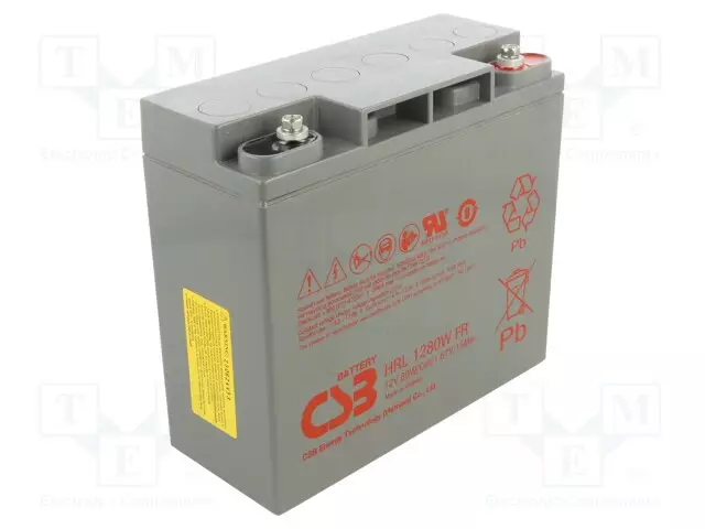 AKKU: LYIJYHAPPO - 12V - 20AH - AGM - AUTOMAATTINEN - 181X76X165MM - 80W - Lyijyhyytelöakut - ACCU-HRL1280WFR - 1