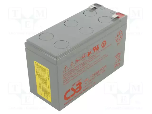 AKKU: LYIJYHAPPO - 12V - 9AH - AGM - AUTOMAATTINEN - LÄHDÖT: LIITTIMET - Lyijyhyytelöakut - ACCU-HRL1234WF2FR - 1