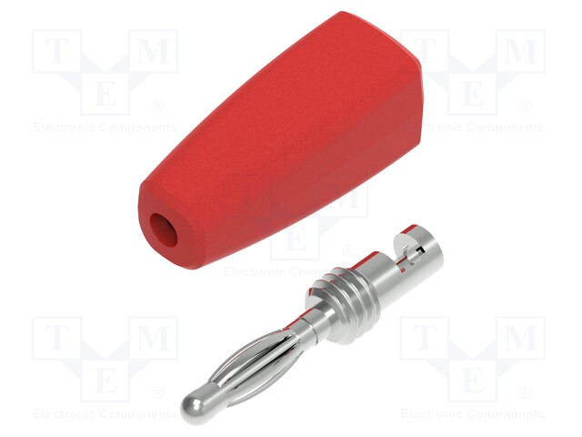 LABORATORY CONNECTOR: 2MM BANANA - PLUG - 10A - 30VAC - 60VDC - PUNAINEN - Banaaniliittimet 2mm - PJP210-C-R - 1