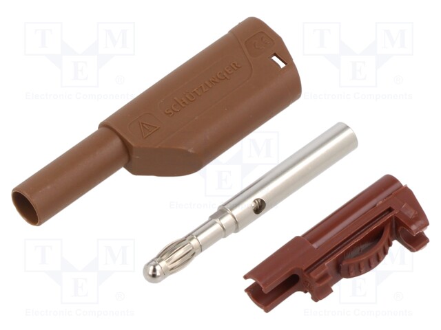LABORATORY CONNECTOR: 4MM BANANA - PLUG - 32A - 1KV - BROWN - INSULATED - Banaaniliittimet 4mm - SFK8500NIAS-BR - 1