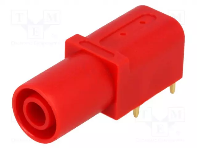 LABORATORY CONNECTOR: 4MM BANANA - SOCKET - 24A - PUNAINEN - GOLD-PLATED - Banaanijatkoliittimet - BSM-420-R - 1