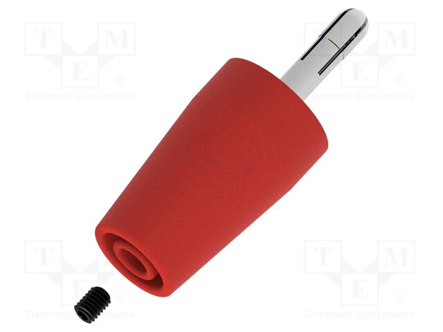 LABORATORY CONNECTOR: 4MM BANANA - PLUG - PUNAINEN - NON-INSULATED - 43MM - Banaaniliittimet 4mm - PJP3300-IEC-R - 1